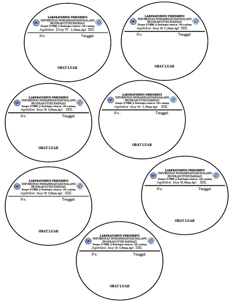 Etiket Laboratorium Obat Luar | PDF