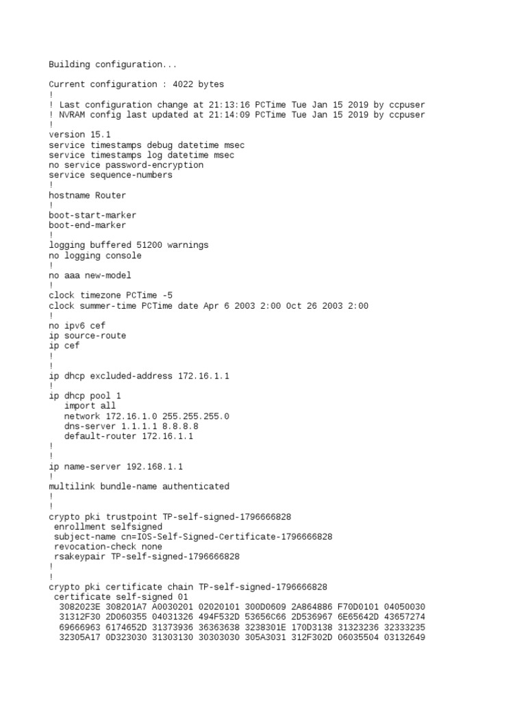 Cisco Router Configuration Example | PDF | Ip Address | Network Protocols