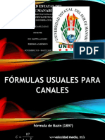 Fórmulas Usuales Para Canales