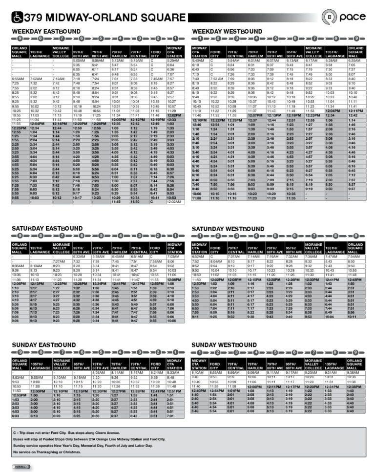 379 Pace Bus Schedule Overview | PDF