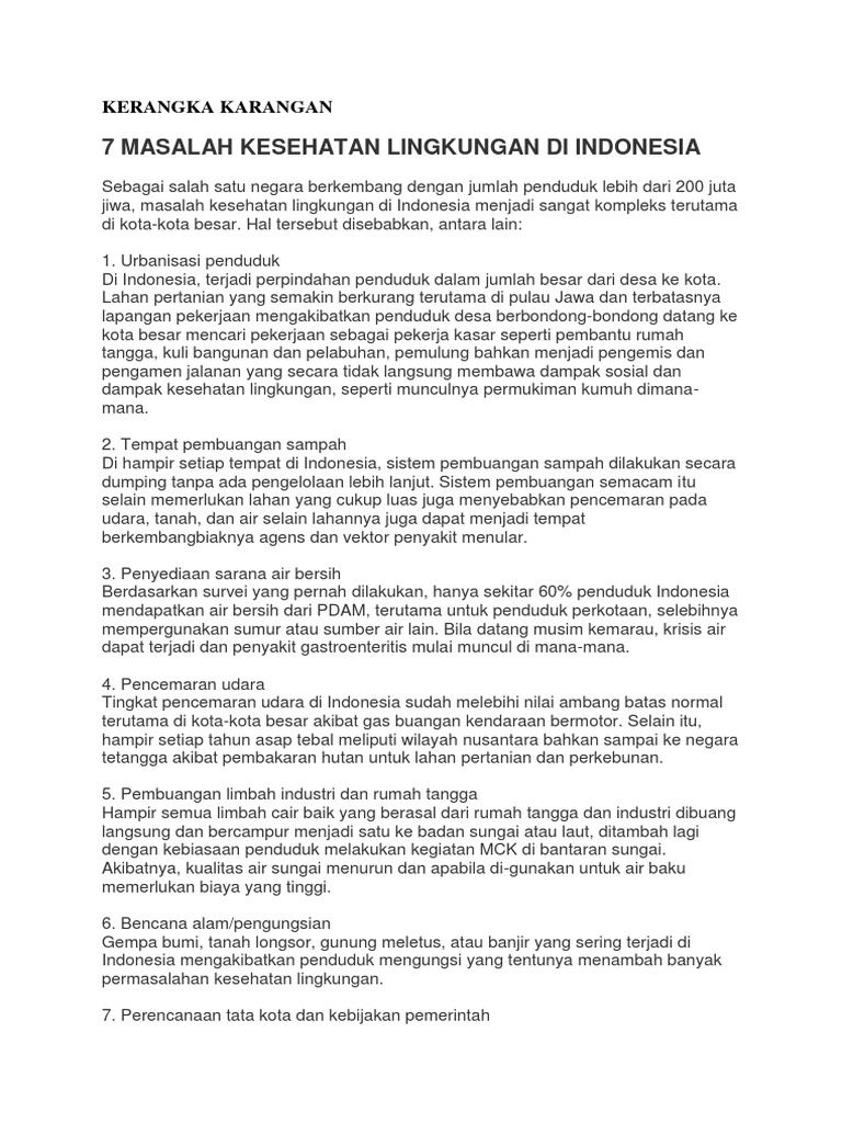 Contoh Kerangka Karangan Tentang Lingkungan Project Soal Contoh Kerangka Karangan Tentang Lingkungan Project Soal