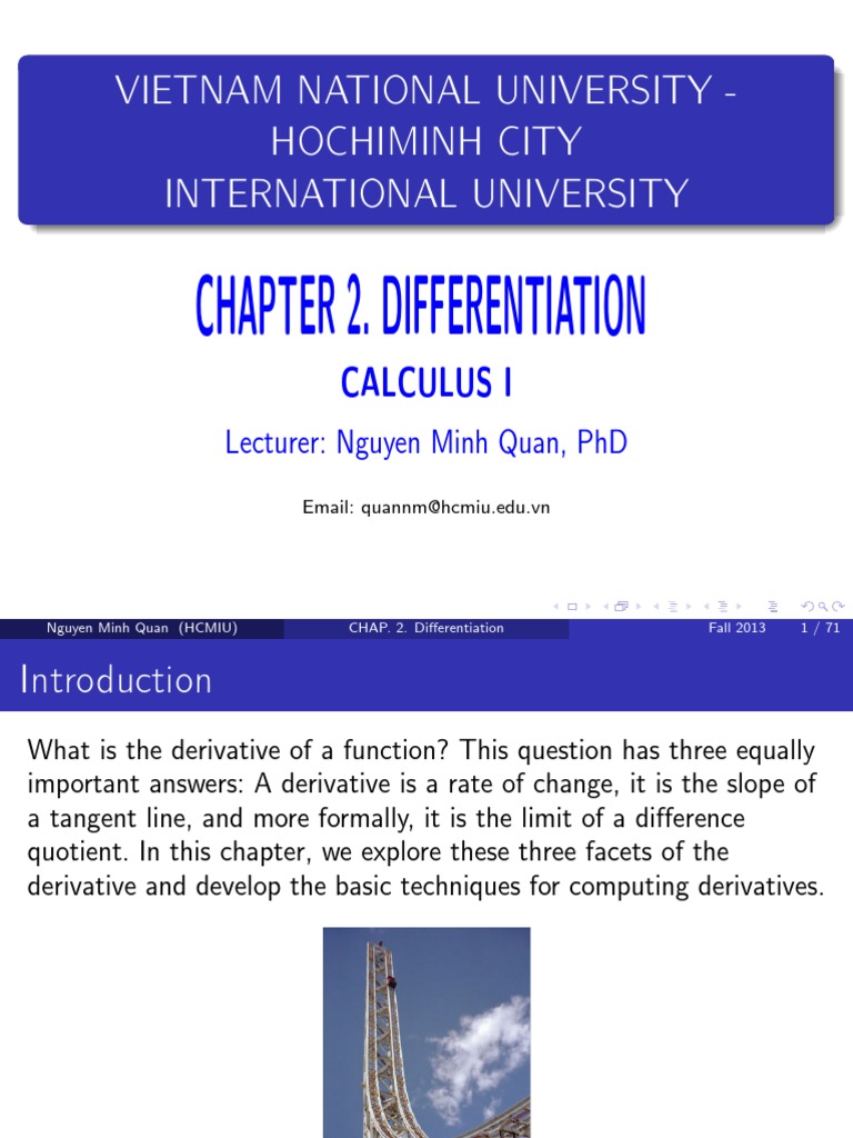 Chapter 2. Differentiation: Vietnam National University - Hochiminh ...