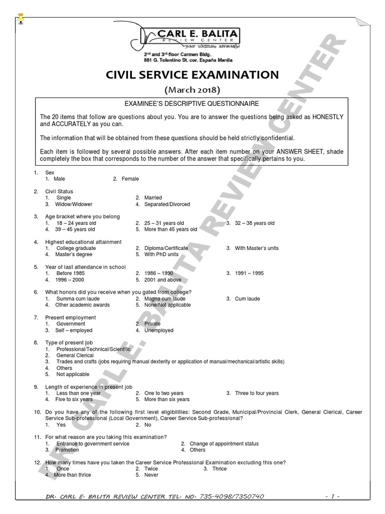 Civil Service Exam Sub-Professional Guide | PDF | Vitamin C | Vitamin