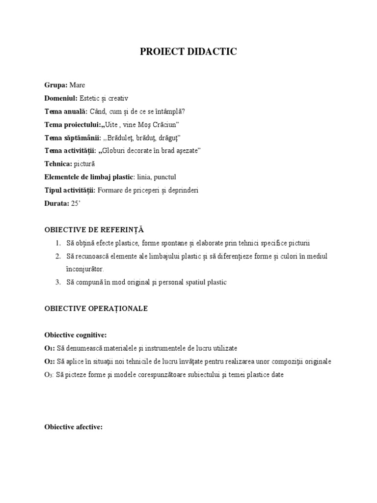 Proiect Didactic Desen Pdf