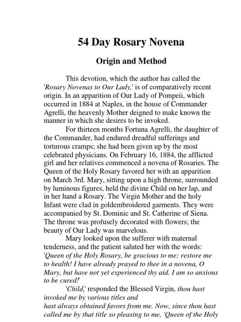 54 Day Novena Rosary Rosary Mary, Mother Of Jesus