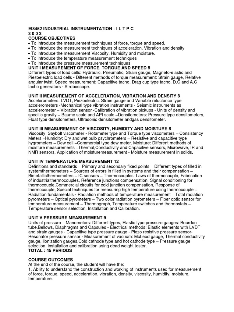 Industrial Instrumentation Overview | PDF | Flow Measurement | Pressure ...