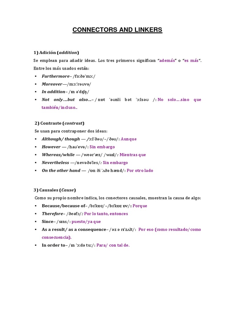 Connectors and Linkers PDF