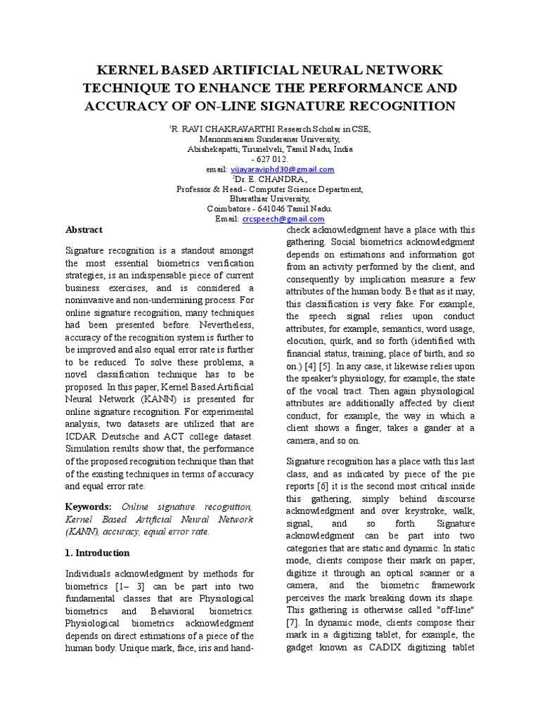 Kernel Based Artificial Neural Network Technique To Enhance The ...