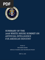 Summary of The 2018 White House Summit On: Artificial Intelligence For American Industry