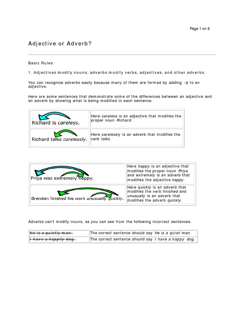 Adjectives vs. Adverbs: Key Rules | PDF | Adverb | Adjective