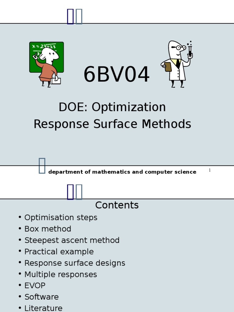 DOE: Optimization Response Surface Methods: Department of Mathematics ...