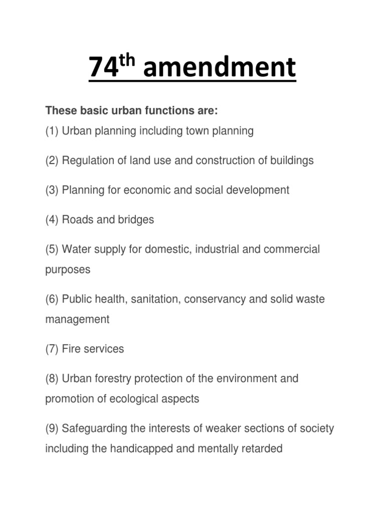 74 Amendment: These Basic Urban Functions Are | PDF | Science & Mathematics