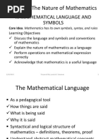 Ii. Mathematical Language and Symbols: Section 1. The Nature of Mathematics