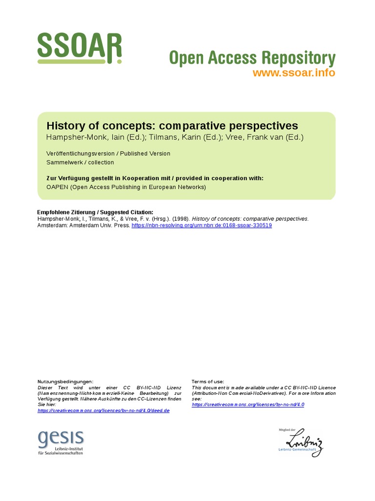 History Of Concepts Comparative Perspectives Wwwssoarinfo - 