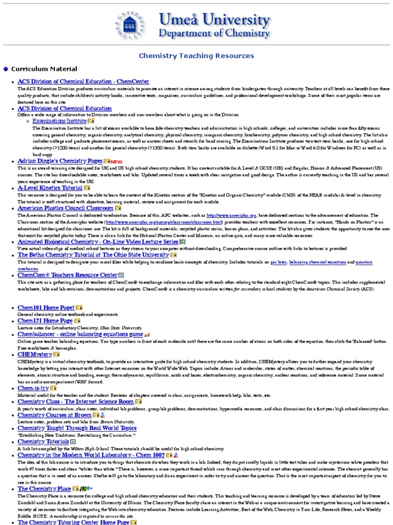 Chemistry Teaching Resources Curriculum Material Pdf Curriculum