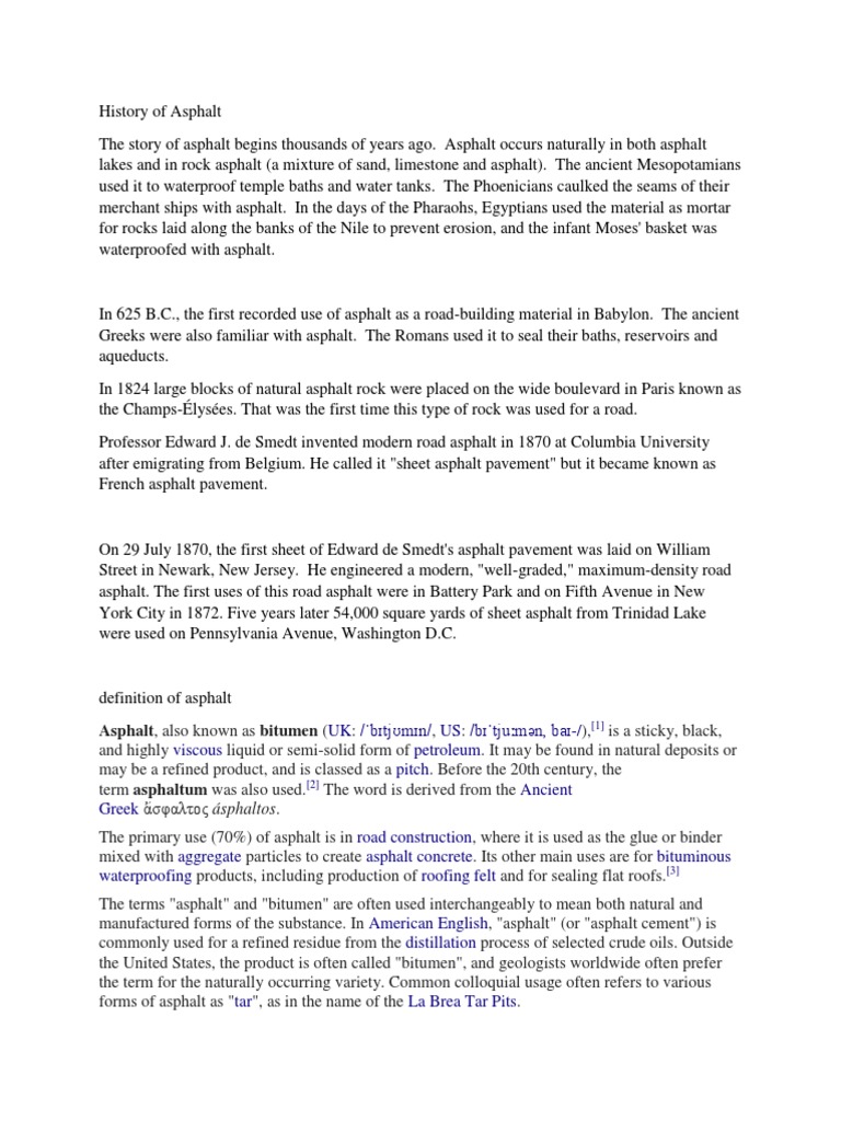 ASPHALT A COMPLETE GUIDE TO HISTORY USES AND FACTS visual data 2