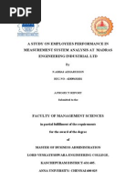 A Study On Employees Performance in Measurement System Analysis at Madras Engineering Industrial LTD