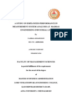 A Study On Employees Performance in Measurement System Analysis at Madras Engineering Industrial LTD