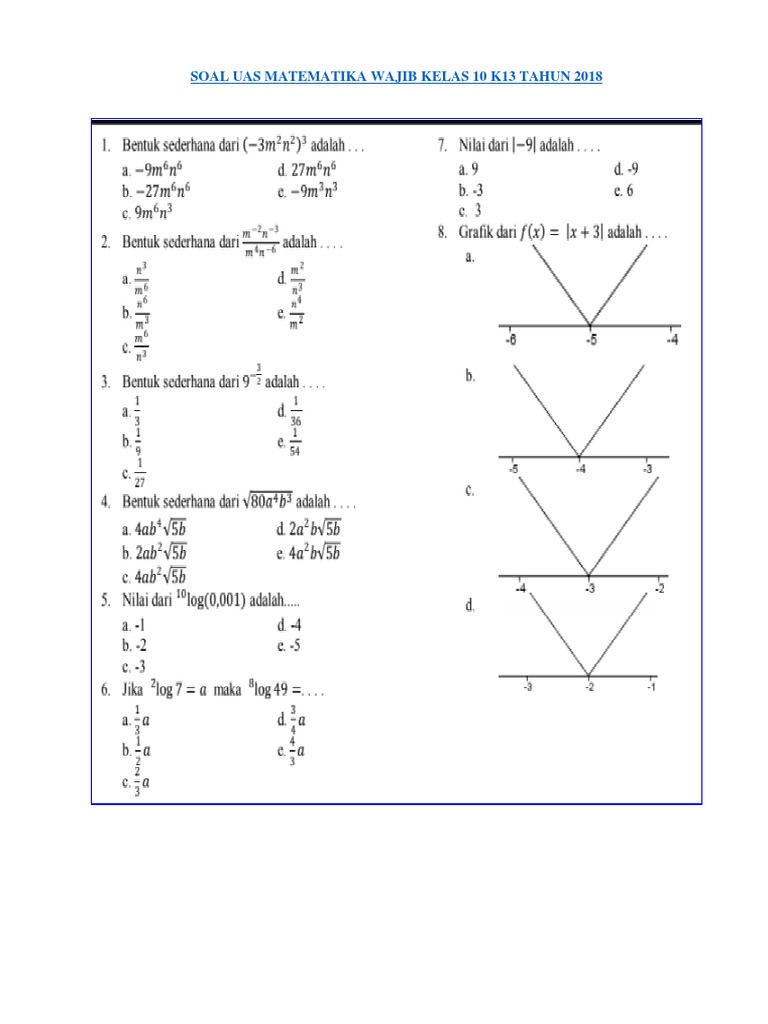 Soal Matematika Wajib Kelas 10 Semester 2 - Contoh Soal PTS Matematika Peminatan Kelas X Semester Genap - BLOG PAK IPUNG - Berikut ini adalah soal (dengan diskusi) kelas 10 semester 1 dan 2 matematika di tahun ajaran 2017/2018.