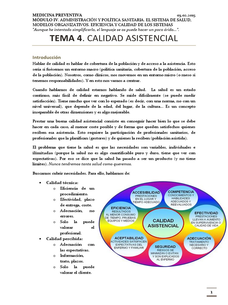 Dimensiones de la Calidad Asistencial | PDF | Calidad (comercial ...