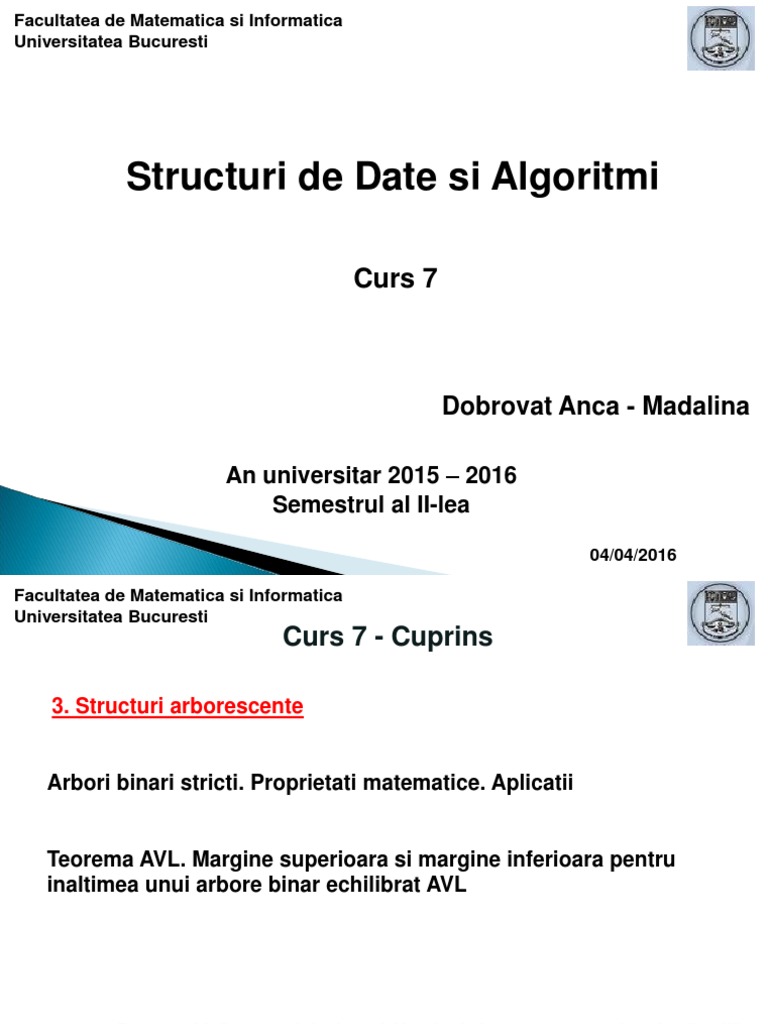 SDA - Curs 7 (CTI) | PDF