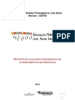 Roteiro de Avaliação Diagnóstica de Conhecimentos Matemáticos