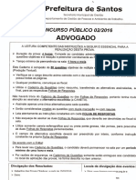 Ibam 2016 Prefeitura de Santos Sp Advogado Prova