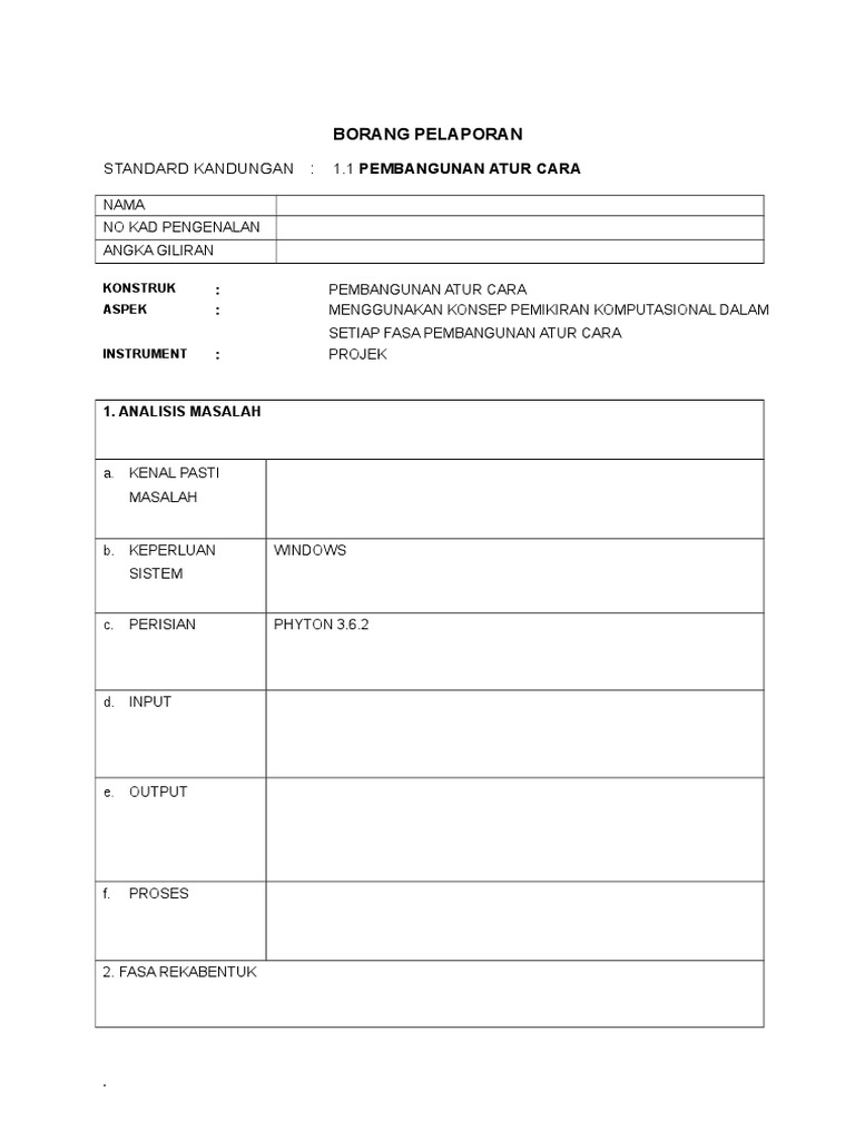 Borang Pelaporan Ask Bab 1 1 Pdf