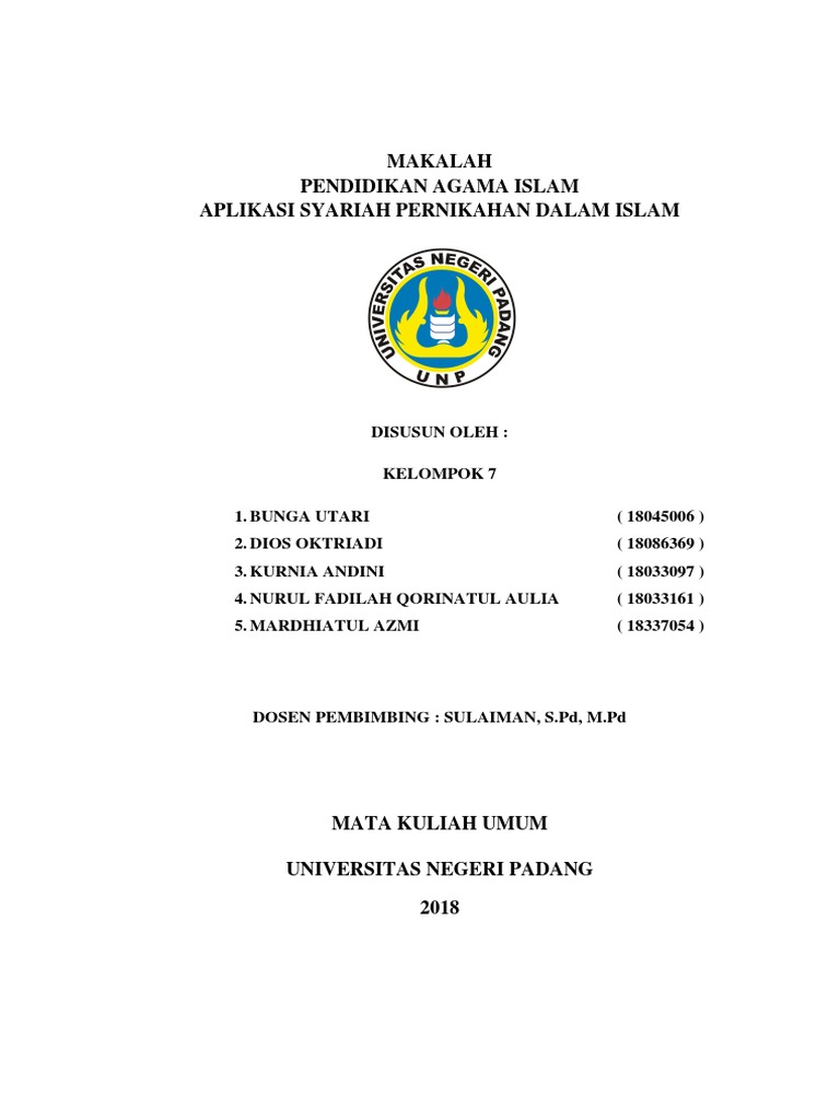 Makalah Pendidikan Agama Islam Aplikasi Syariah Pernikahan Dalam Islam