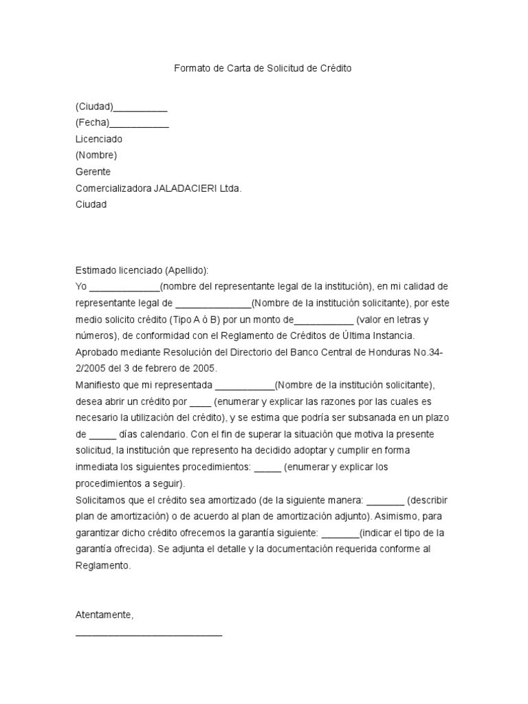 ejemplo de carta para solicitud de prestamo bancario