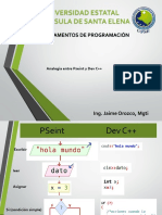 Analogía Pseint Dev C++ programación