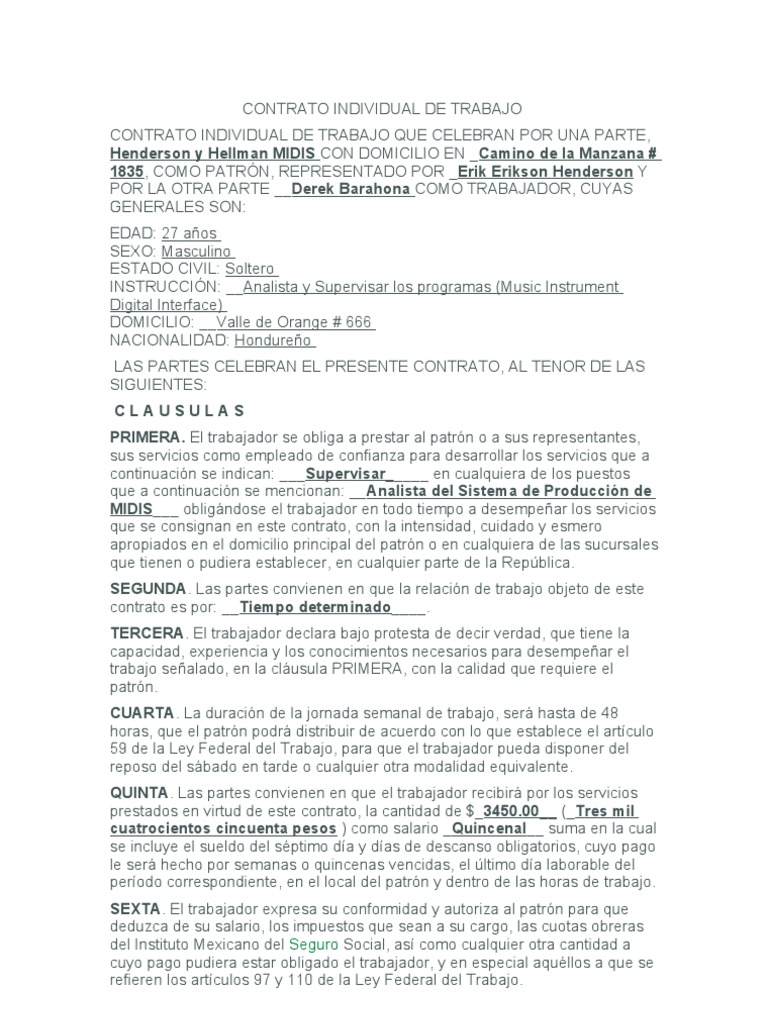 Contrato Individual de Trabajo