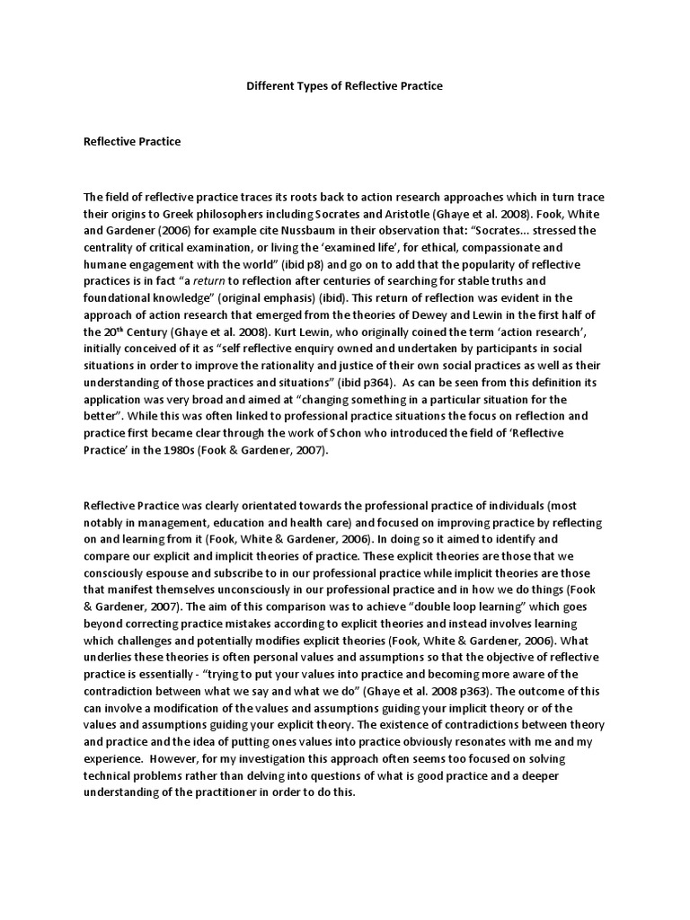 Types of Reflective Practice Explained | PDF | Reflective Practice ...