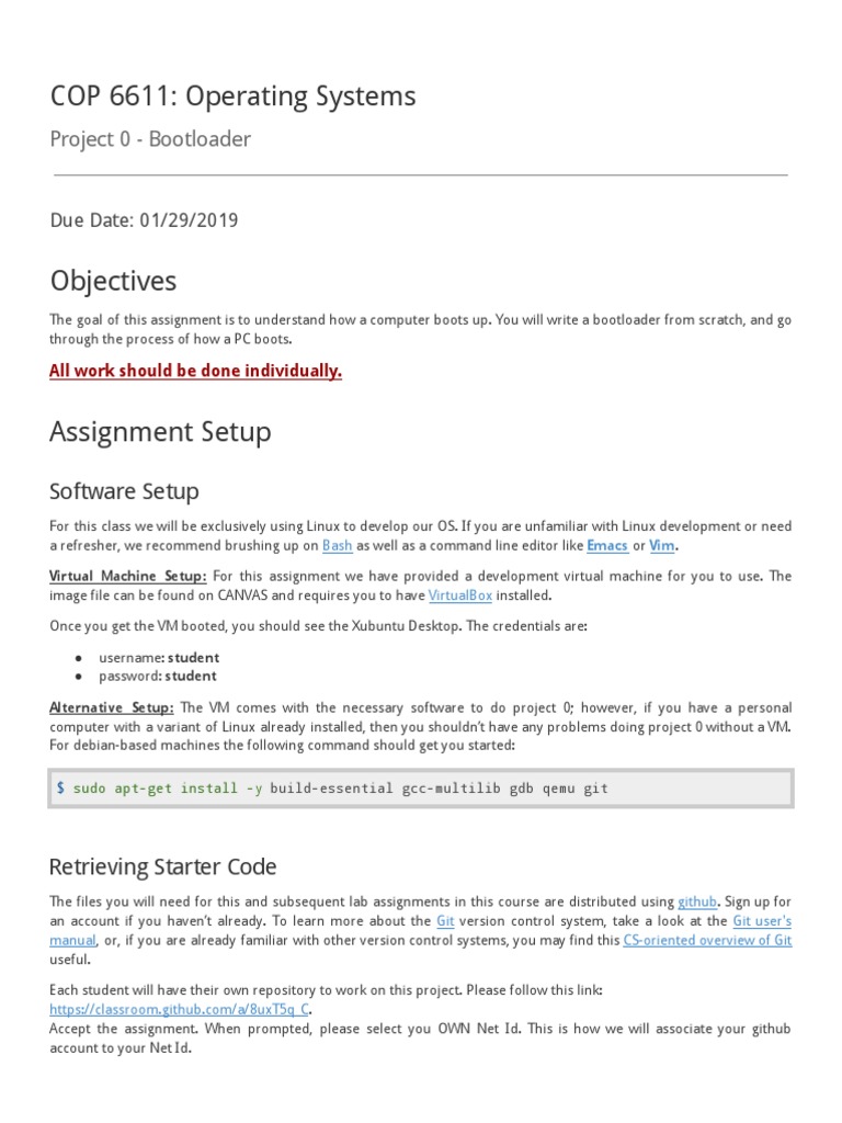 Bootloader Project for Operating Systems | PDF | Booting | Library ...