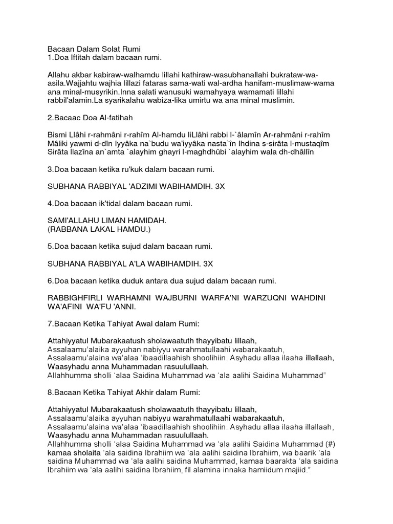 Bacaan Solat Dalam Rumi Pdf