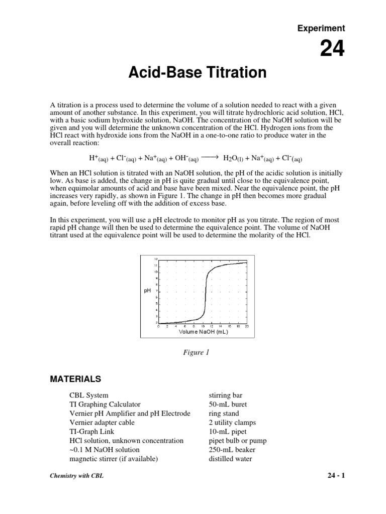 Acid-Base Titration of HCl with NaOH | PDF | Ph | Titration