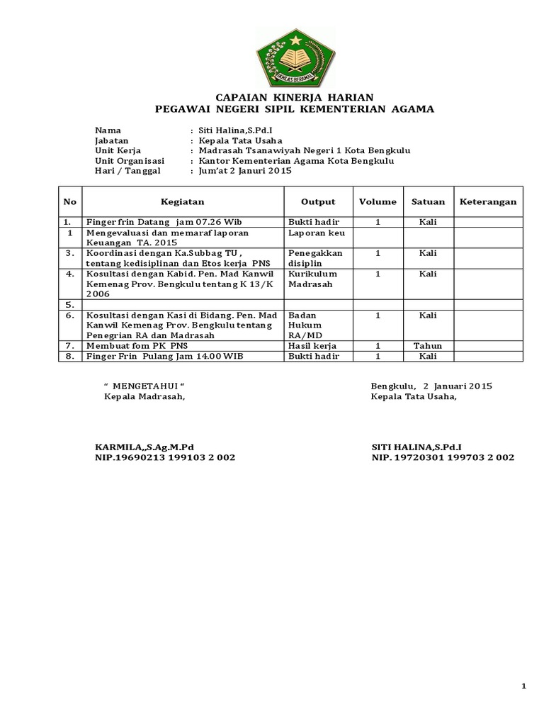 Contoh Jurnal Harian Pdf
