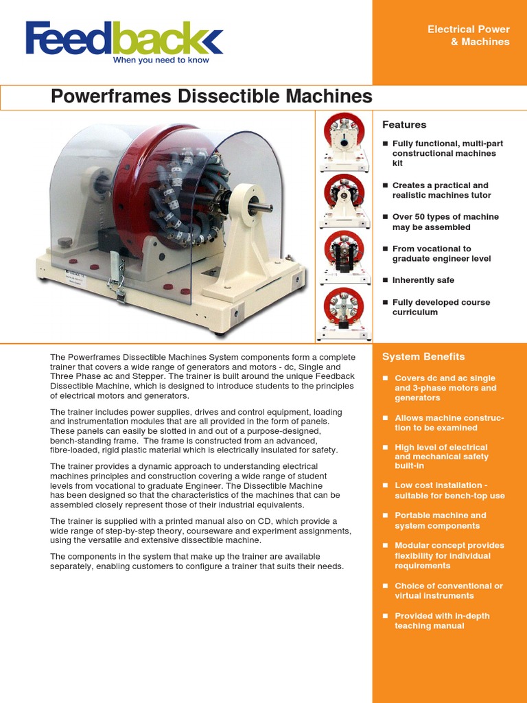 Dissectible Machines for Electrical Training | PDF | Electric Generator ...