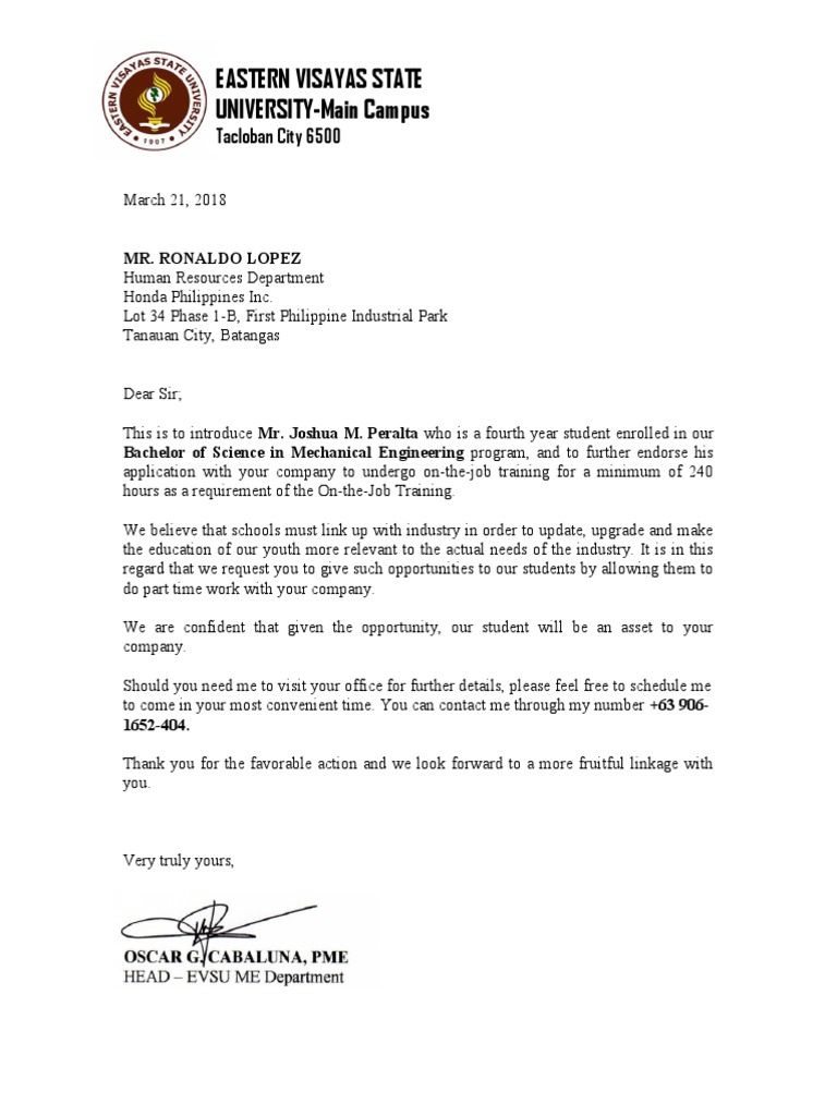 Endorsement Letter Honda Behavior Modification Learning