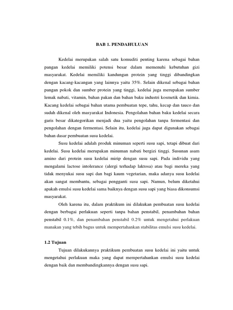 Laporan Praktikum Pembuatan Susu Kedelai Seputar Laporan