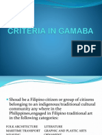 Criteria in Gamaba