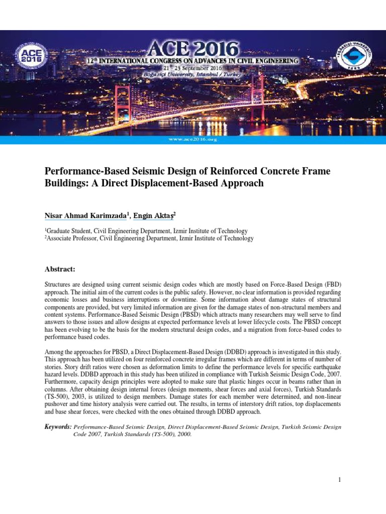 Performance-Based Seismic Design of Reinforced Concrete Frame Buildings ...