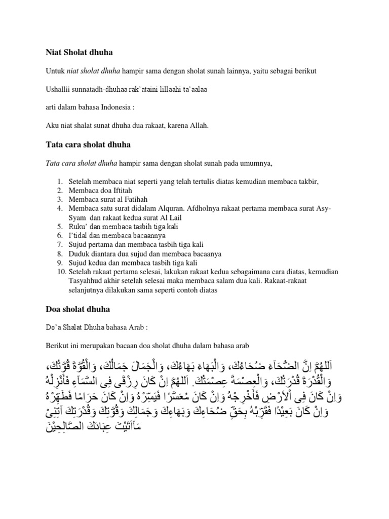 Niat Sholat Dhuha Pdf