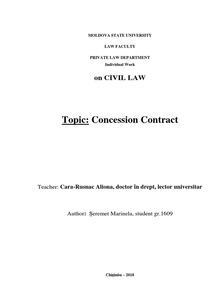 Concession Contract PDF Concession (Contract) Law And Economics
