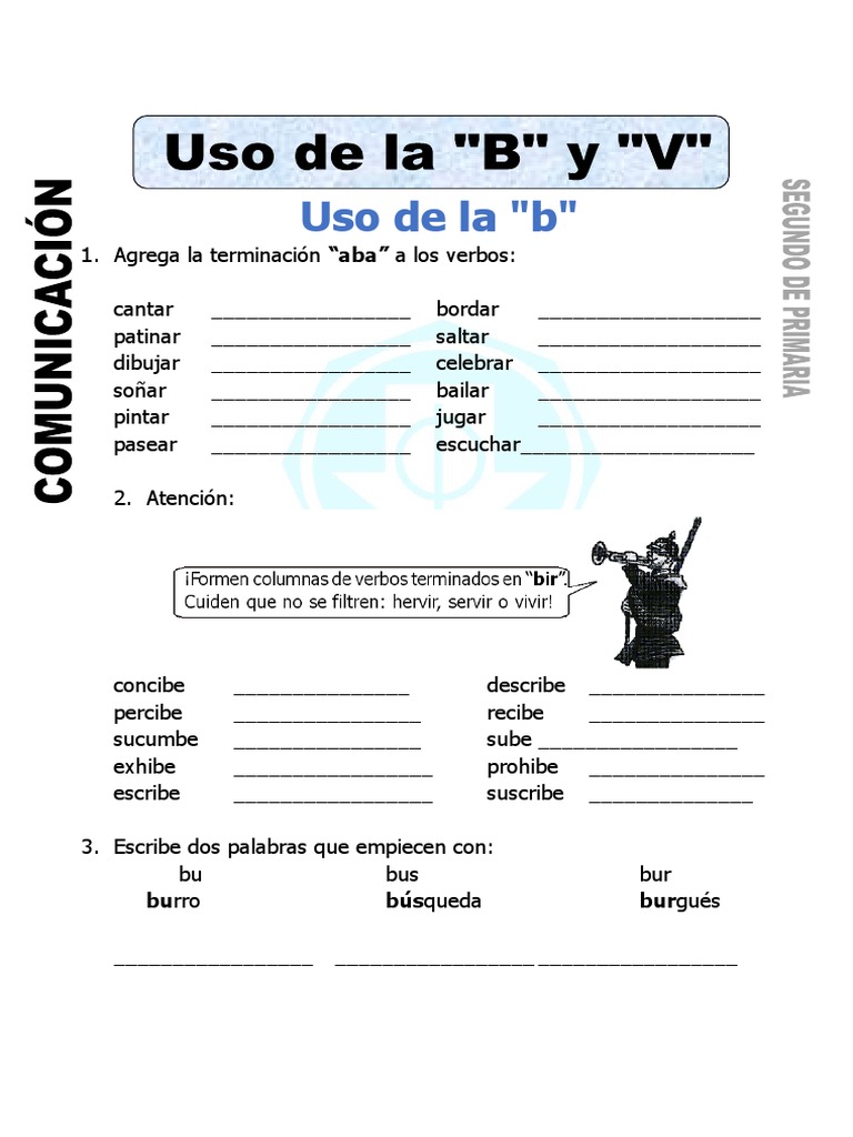 Ficha de Uso de La B y v Para Segundo de Primaria | Ocio | Deportes