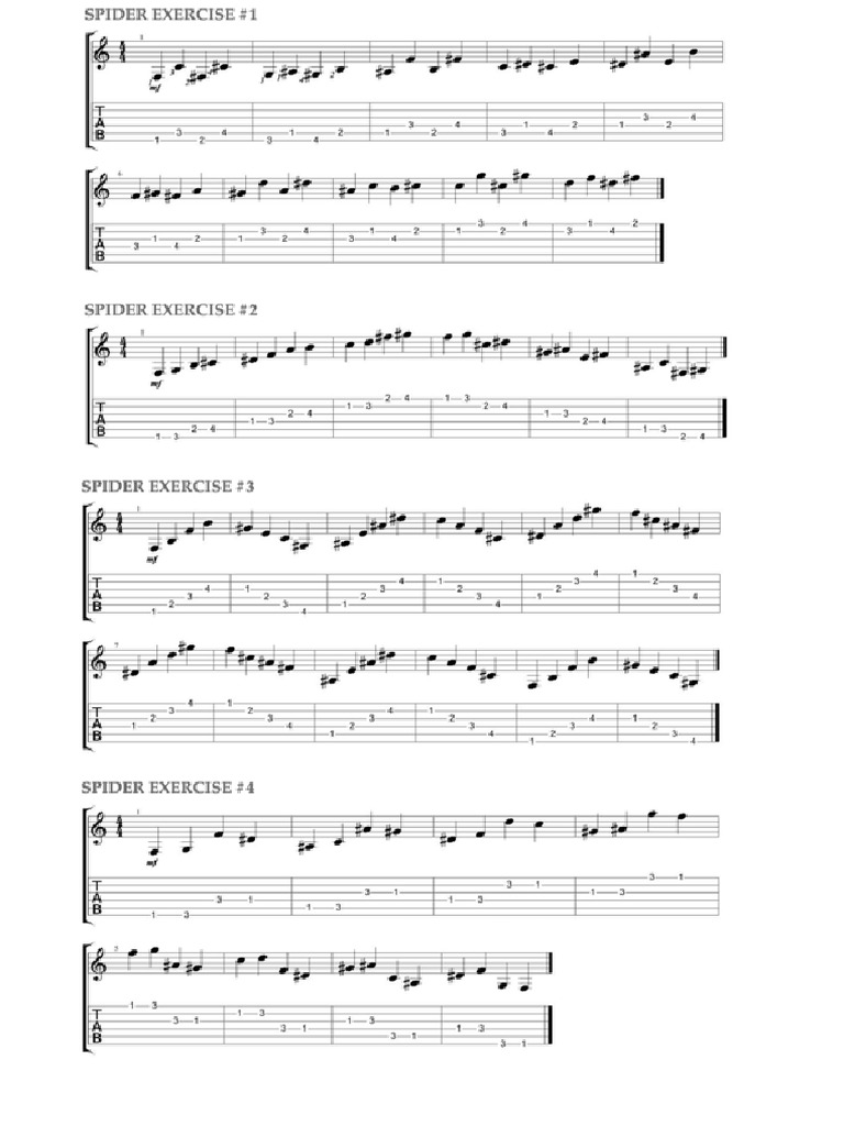 Spider Warmup Exercises For GUITAR | PDF