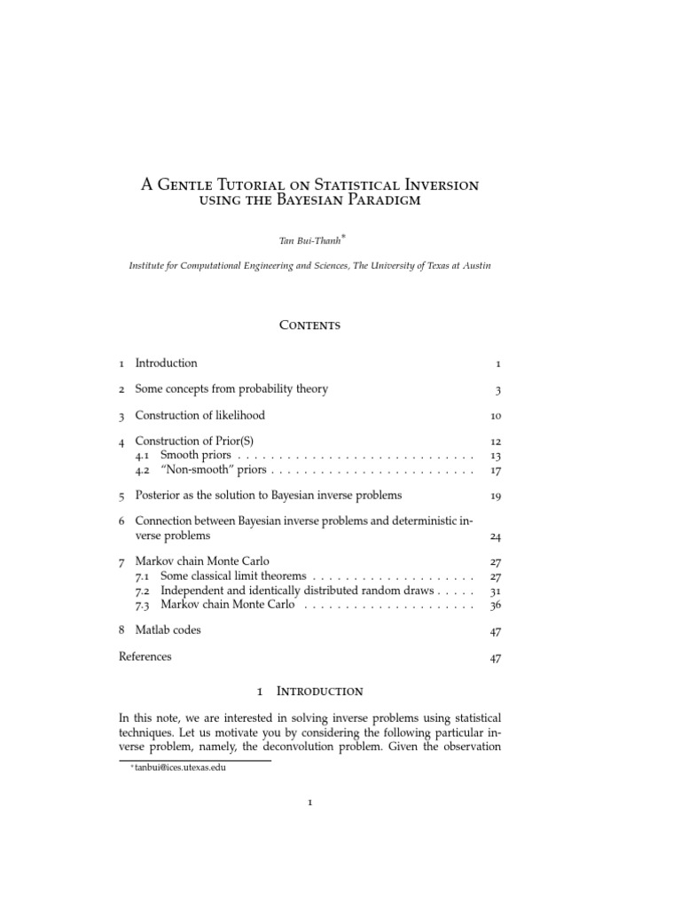 Bayesian Inversion: A Gentle Tutorial | PDF | Probability Theory ...