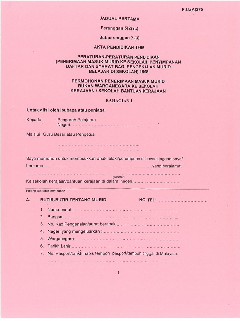 Borang Bukan Warganegara P U A 275 Pdf