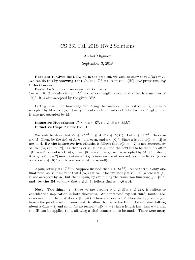 Coms 331 Fall18 HW2 Sol | PDF | Logic | Mathematical Logic
