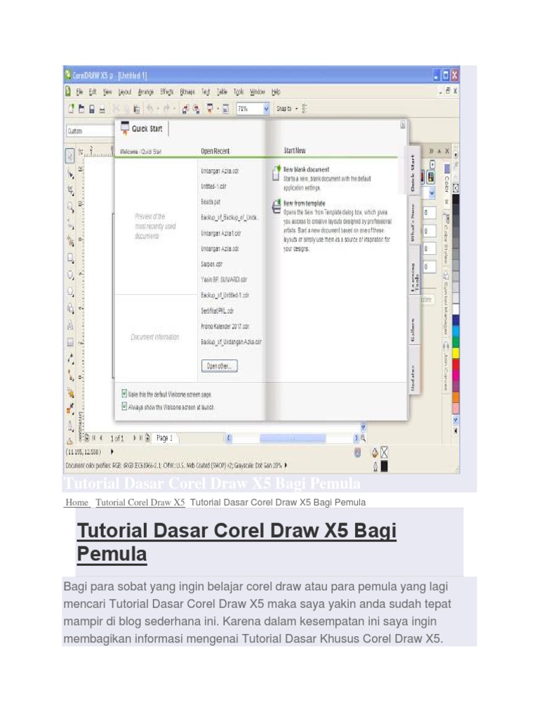 Tutorial Pemula Corel Draw X5 | PDF